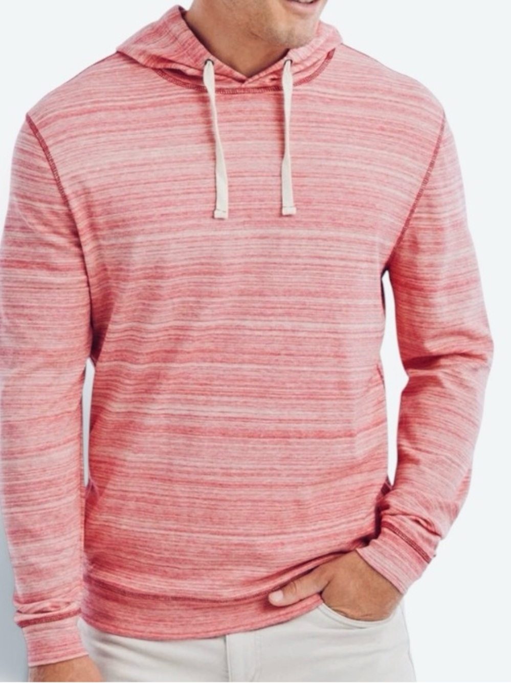 JOHNNIE-O Hangin Out Men’s Pink Hooded Peppers Pullover Hoodie Size X-Large